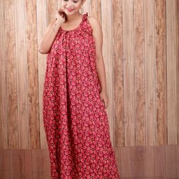 CLYMAA Women Red Maxi Nightdress-image-61