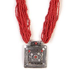 Bamboo Tree Jewels Red & Silver-Toned Metal Necklace-7