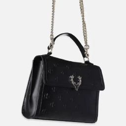 Allen Solly Black Textured Free Size Satchel Handbag-33