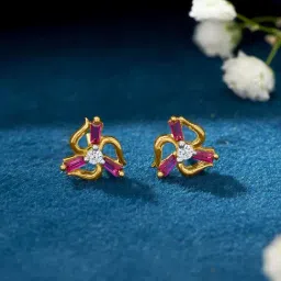 P.N.Gadgil Jewellers 22KT (916) BSI Gold Blossom Beams Earring-image-73