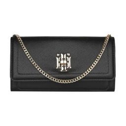 TOMMY HILFIGER Black Bruce Cameo Textured Flap Wallet with Sling-14