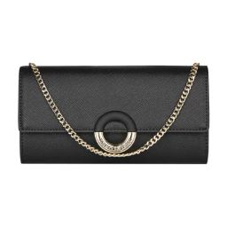 TOMMY HILFIGER Black Huron Gabrila Textured Flap Wallet with Sling-30