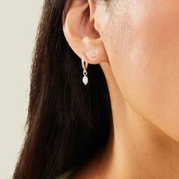 Accessorize London Silverplated Pearl Stud & Hoop Earrings-image-24