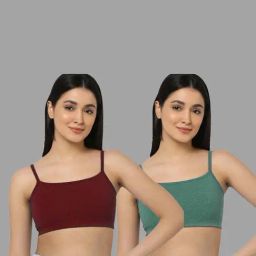 AROUSY Green & Maroon Cotton Beginner's Bras - Pack Of 2-image-92