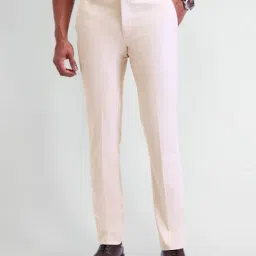 Arrow New York Cream Slim Fit Self Pattern Trousers-picture-24