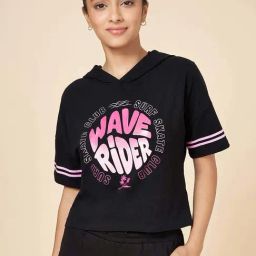 Coolsters by Pantaloons Girls Jet Black Cotton Printed T-Shirts-picture-10