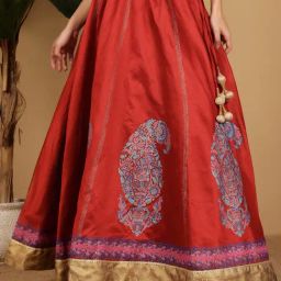 Kaanchie Nanggia Maroon Silk Skirt-image-20