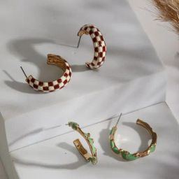 Aatmana Multicolor Set of 2 Contemporary Half Hoop Earrings-image-95