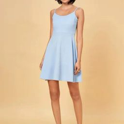People by Pantaloons Crystal Blue A-Line Dress-picture-35