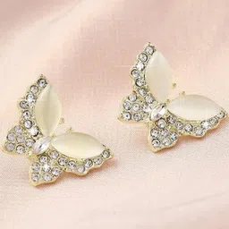 styledose Sterling Silver Artificial Stones Studded Butterfly Shaped Studs-picture-12