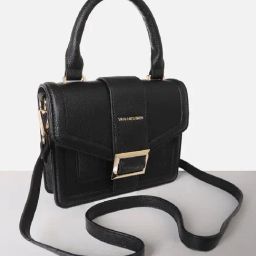 Van Heusen Black Textured Free Size Satchel Handbag-15