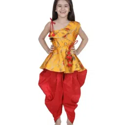 BownBee Kids Yellow & Red Printed Peplum with Dhoti-picture-28
