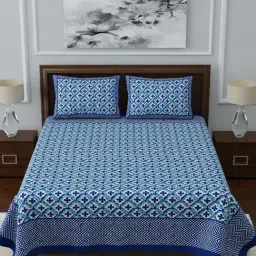 Living Roots Multicolor Jaipuri Printed Cotton Bed Sheet with 2 Pillow Cover-picture-22