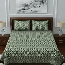 Living Roots Multicolor Jaipuri Printed Cotton Bed Sheet with 2 Pillow Cover-picture-10