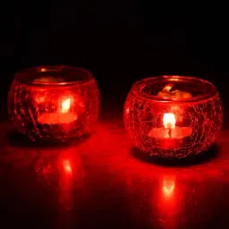 Homesake 'Birthday' Red Glass Candle Holder - Set of 2-11