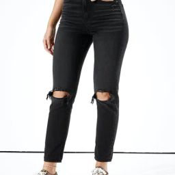 American Eagle Women Black Ripped Mom Jean-image-29