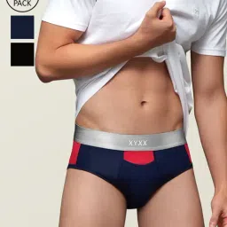 XYXX Black, Navy & Red Briefs (Pack Of 3)-image-23