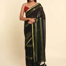 Suta Black Woven Saree Without Blouse-image-4