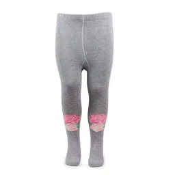 Bonjour Kids Light Grey Floral Print Tights-image-77