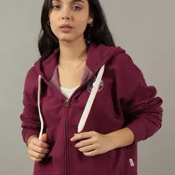 American Eagle Outfitters Maroon Cotton Sweatshirt-image-10