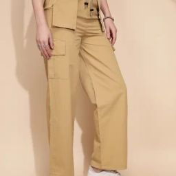 Global Republic Khaki Regular Fit Mid Rise Cargos-picture-3