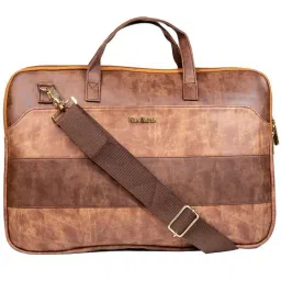 Man Arden Tan Faded 14 inch Medium Leather Laptop Bag-image-13