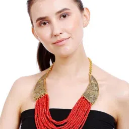 Imli Street Red & Golden Necklace-image-44
