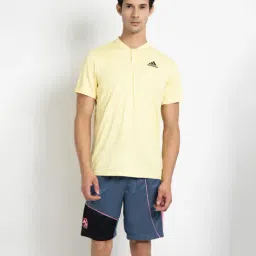 adidas Light Yellow Regular Fit Henley Sports T-Shirt-image-27