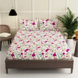 Bianca ENVOGUE Floral Multicolor 152 TC Fabric Double Bedsheet with 2 Pillow Covers-image-81