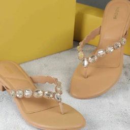 Mochi Women's Antique Gold Thong Sandals-image-16