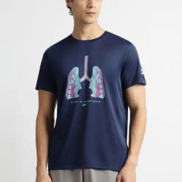 Reebok Navy Regular Fit Printed Sports T-Shirt-image-44