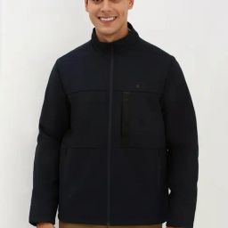 Allen Solly Navy Regular Fit Self Pattern Jacket-0