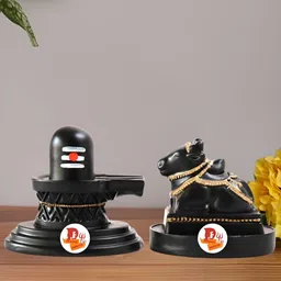 DARIDRA BHANJAN Black Shivling Nandi Religious Idol Showpiece-25