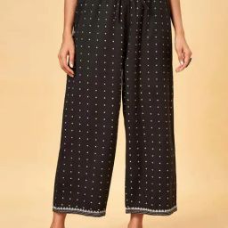 Rangmanch by Pantaloons Black Iris Cotton Printed Flared Pants-image-5
