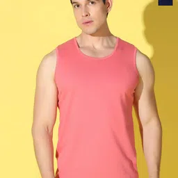 WOOSTRO Pack Of 2 Printed Combed Cotton Gym Vests -VWS26(PLAIN PEACH)(HARD NAVY)-image-86