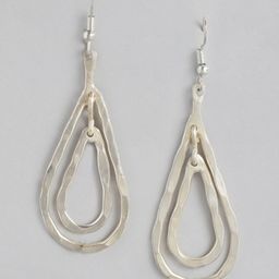 RICHEERA Silver-Toned Teardrop Shaped Drop Earrings-image-34