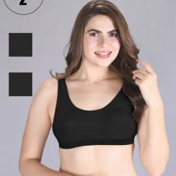 Lux Venus Black Full Coverage Non-Wired Sports Bra - Pack of 2-image-12