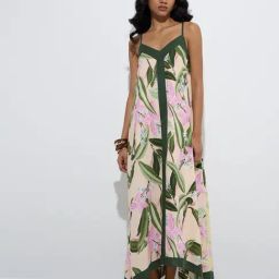 LOV by Westside Yellow Botanical-Inspired Cotton A-Line Dress-image-12