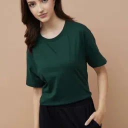 Fame Forever By Lifestyle Dark Green Cotton Regular Fit T-Shirt-picture-7