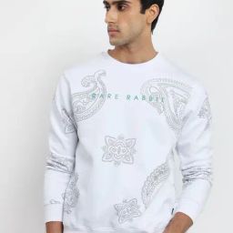 Rare Rabbit White Cotton Regular Fit Paisley Sweatshirt-image-73