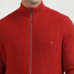 Tommy Hilfiger Red Cotton Regular Fit Texture Sweatshirt image 5