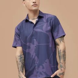 Bossini Purple Smart Fit Printed Shirt-image-4