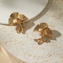 Aatmana White Pearl & American Diamond Studded Contemporary Studs-1