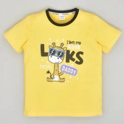 YOUMAA Boys Yellow Cotton Graphic T-Shirt-picture-20