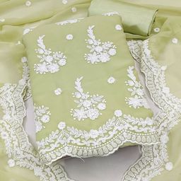 SAINOOR Embroidered Silk Georgette Semi-Stitched Dress Material-image-53