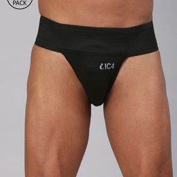IC4 Men Pack of 4 Black Gym Supporter Briefs 0B201P4-6
