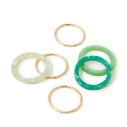 Accessorize London Women's Mixed Rings 6 Pack Green-image-44