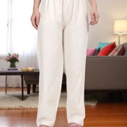 Kryptic Off White Cotton Plain Pyjamas-image-25