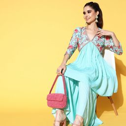 Ahalyaa Women Floral Printed Pleated Kurti with Sharara-image-64