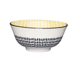 KitchenCraft Moroccan Style White & Yellow Stoneware Bowl image 3